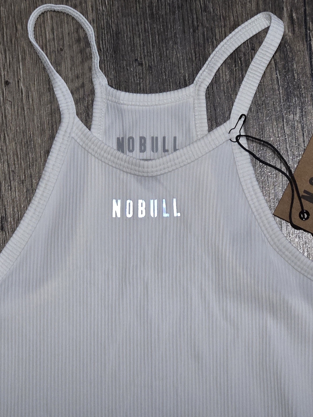 NOBULL White Ribbed Racerback Tank Top - Picture 3 of 4